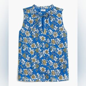 J. Crew Blue and Gold Floral Blouse